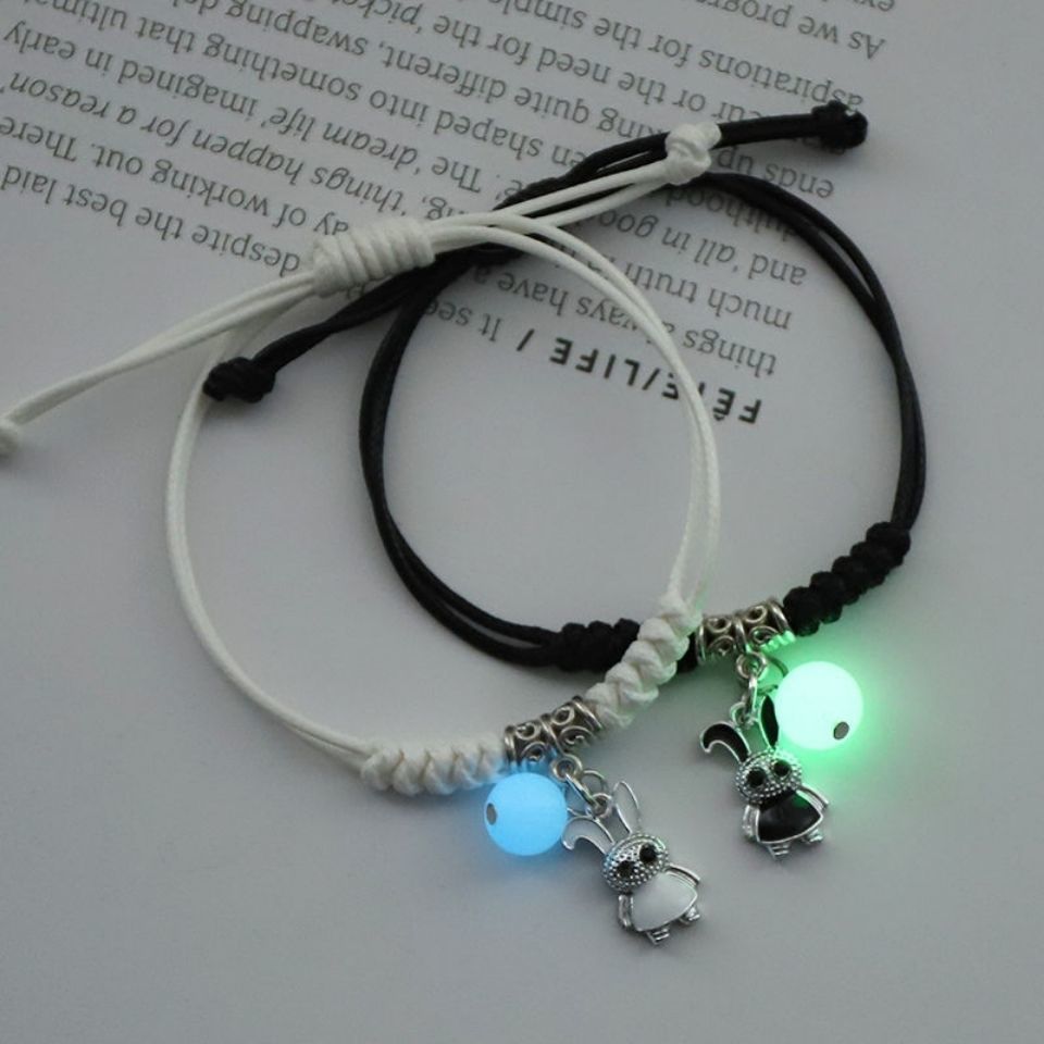 Luminous Bracelet for Men and Women Student Girlfriends Friendship Korean Style One Pair of Lovers Braided Rope Luminous Bracelet Gift
