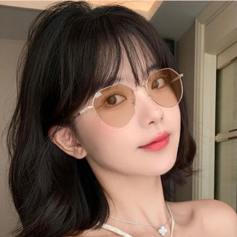 Photosensitive Photochromic Myopia Glasses Women's Korean-Style Glasses with Diopters Ultra Light Anti Blue-Ray Plain Glasses Trendy Eye Protection Glasses