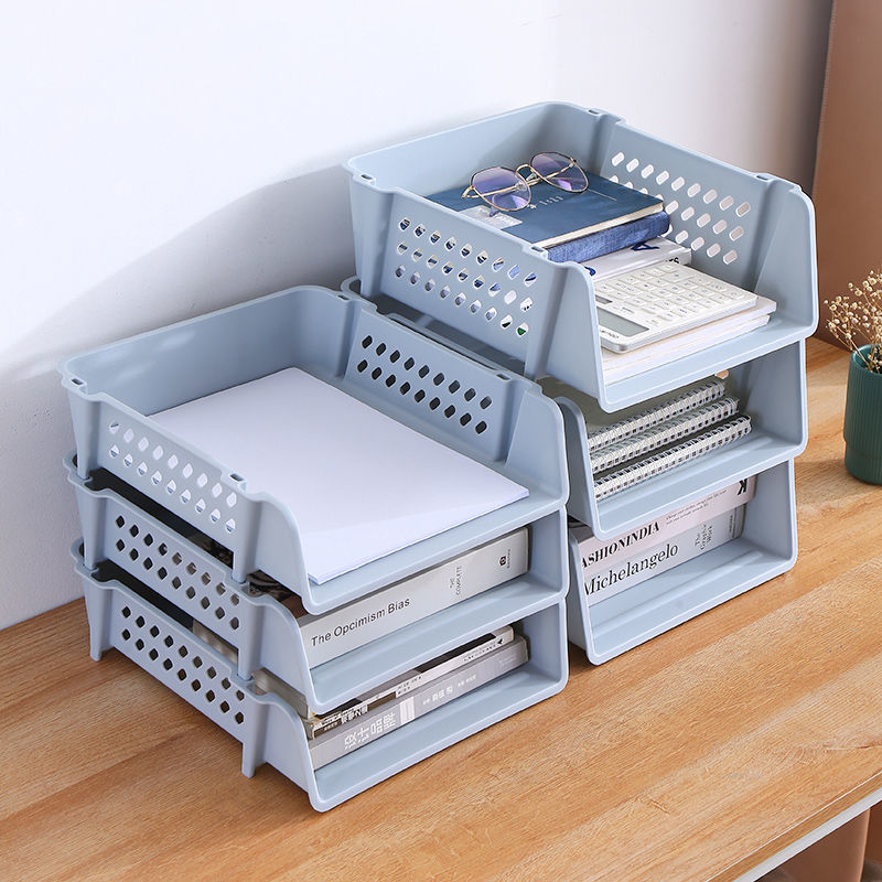 File Shelf Desktop Multi-Layer Plastic File Box Office A4 Paper Storage Box File Material Organizing Shelf