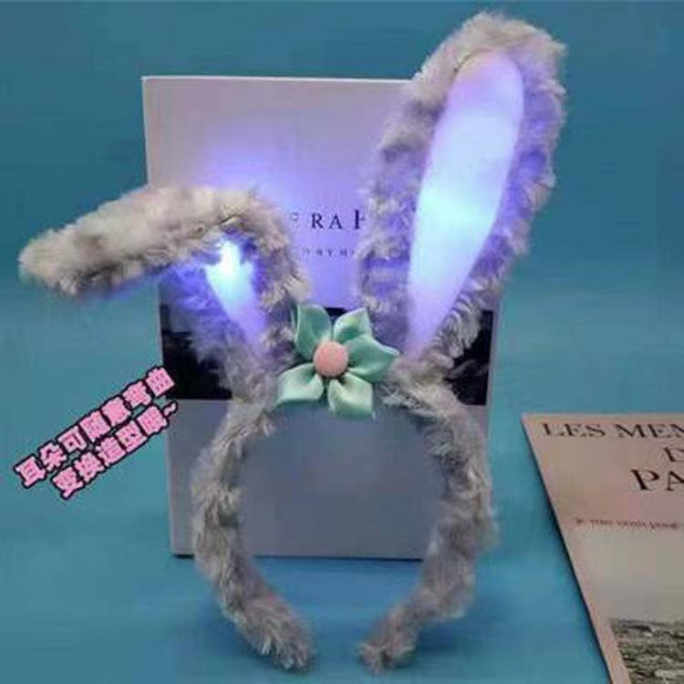 Disney Headband Luminous StellaLou Rabbit Headband Amusement Park Rabbit Girl Heart Plush Headband Activity Headdress