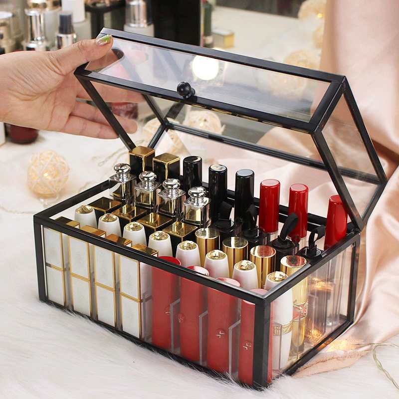 lipstick storage grid ins internet celebrity lipstick storage box multi-grid dustproof lip glaze box lipstick shelf large capacity