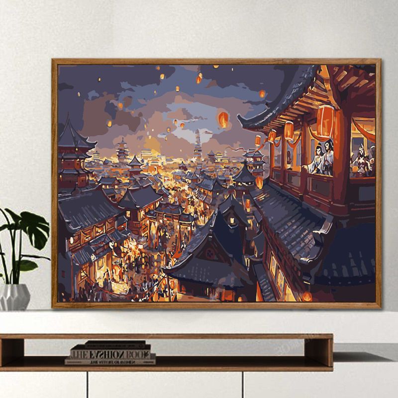 digital oil painting diy hand-painted production color filling oil painting graffiti cartoon characters living room with view bedroom decorative painting