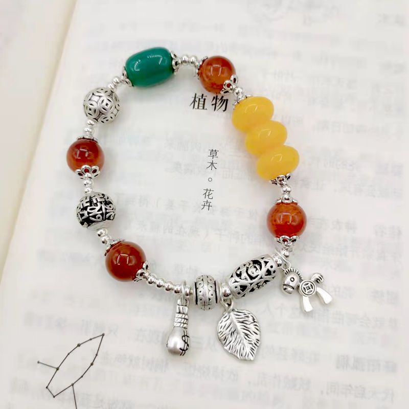 INS Style Good-looking Mori Girl Advanced Beeswax Bracelet Tiger Strawberry Quartz Agate Hand-Made Immediately Rich Bracelet