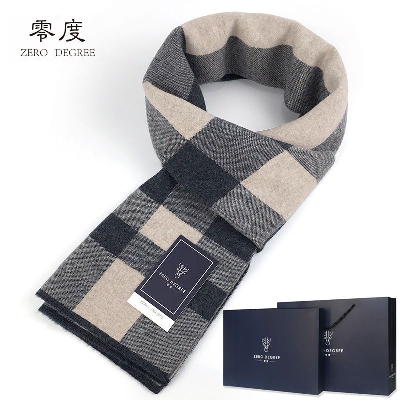 men‘s wool scarf gift box winter new korean warm plaid scarf gift for males for boyfriend