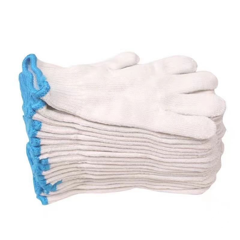 Labor Protection Gloves Wear-Resistant Cotton Thread Gloves Cotton Gloves Nylon Gloves Male Workers Working Site White Cotton Thread Gloves Cotton Gloves Wholesale