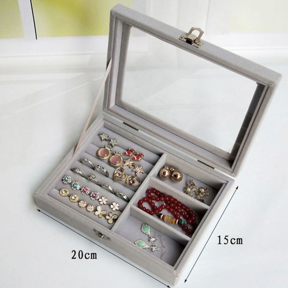 internet celebrity window transparent jewelry storage box large capacity high-end small exquisite ornament earring box