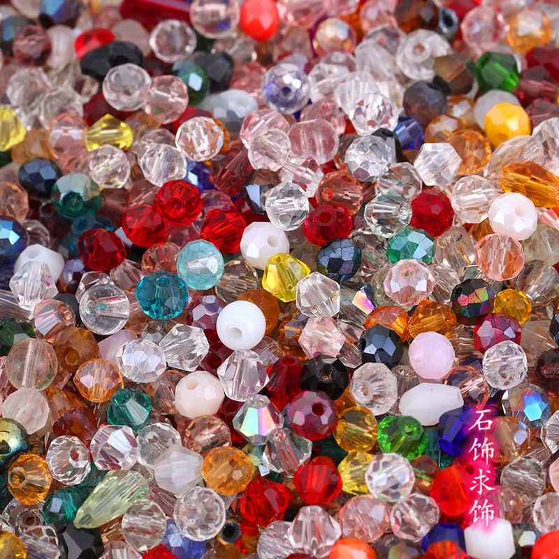 4-8mm crystal beads sold by half kilogram material package lucky bag mixed color small beads beaded children diy handmade ingredients