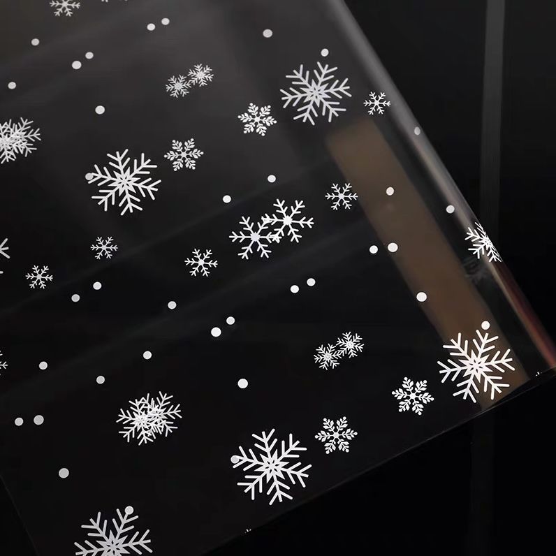 christmas transparent snowflake glass paper thickened opp waterproof paper christmas diy apple bouquet packaging material