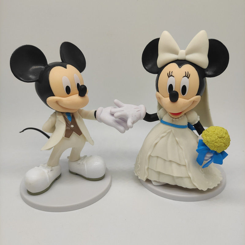 Disney Mickey Mouse Mickey Minnie Hand-Made Wedding Dress Doll Model Car Desktop Decoration Toys Gift