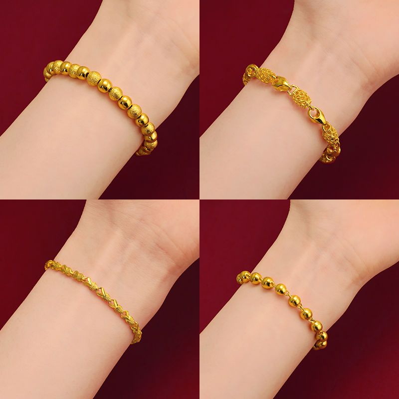 hong kong placer gold bracelet women‘s couple bracelet 2024 new popular bracelet ins special-interest design colorfast