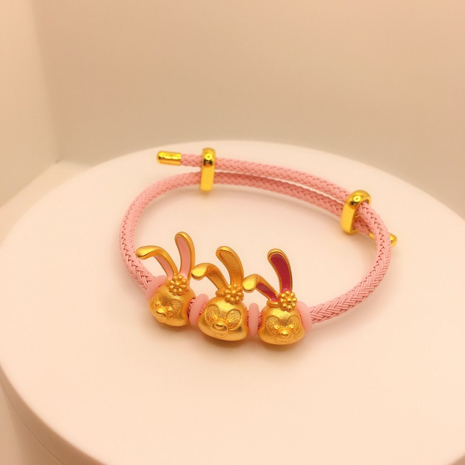 Alluvial Gold Cute Mengmeng Bunny Long Ears Rabbit StellaLou Duffy Bear Good Friend Spacer Bead Bracelet Exquisite Packing Box
