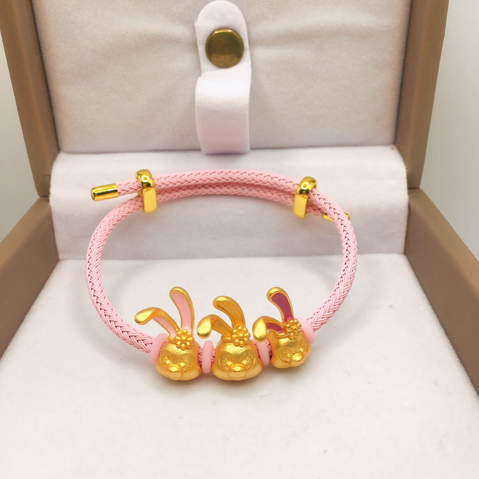 Alluvial Gold Cute Mengmeng Bunny Long Ears Rabbit StellaLou Duffy Bear Good Friend Spacer Bead Bracelet Exquisite Packing Box