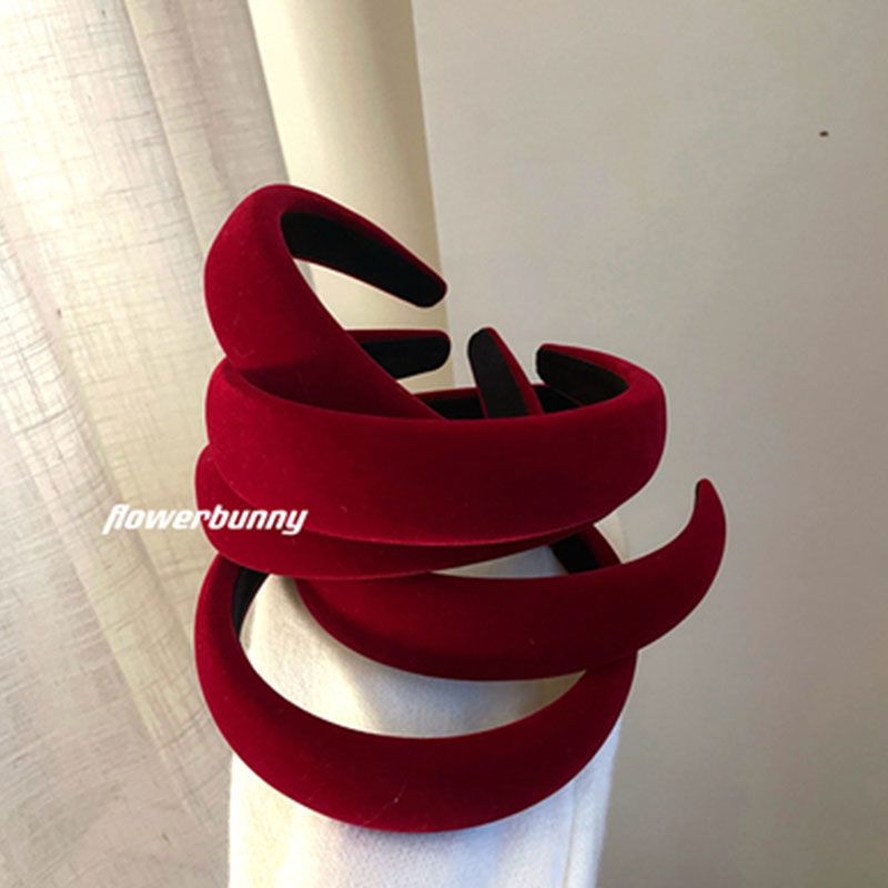 super retro white wine red velvet sponge hair hoop autumn and winter new product gentle western style new year hair accessories