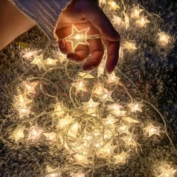 LED Twinkle Light Starry Lighting Chain Bedroom Decorations Arrangement Ins Room Decorations Small Night Lamp Colored Light Net Red Light