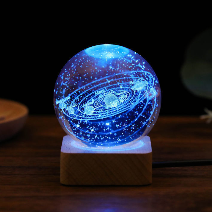 520 valentine‘s day gift for classmates luminous crystal ball solar system birthday gift for girls boyfriend girlfriends small night lamp