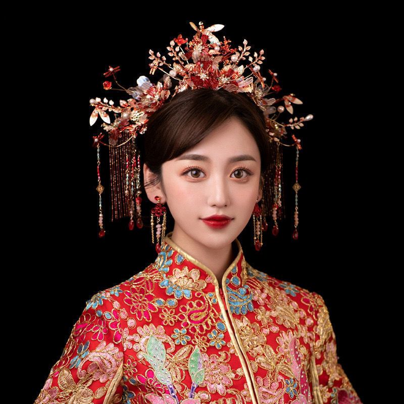 202 New Xiuhe Headdress Bridal Hair Accessories Xiuhe Clothing Phoenix Coronet Chinese Crown Ancient Costume Wedding Wedding Elegant Female