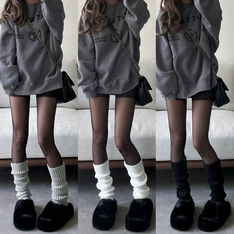 haijie japanese style hot girl black gray bunching socks long loose wool foot sock jk harajuku silk same style female