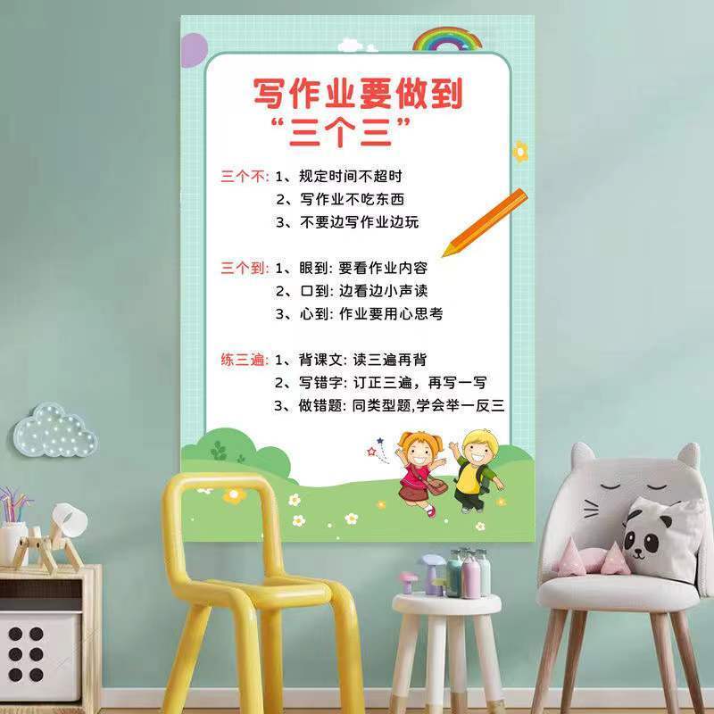 Family Rules and Regulations Wall Chart Children's Self-Discipline Living Room Creative Wall Chart Tsinghua Mother Quotation Children Inspirational Family Training Education