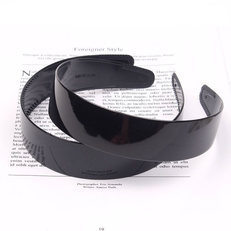 Black Toothed Non-Slip Glossy Headband Women's Outer Wear Can't Fall off Suitable for Big Face with Face Washing Diy Material Simple Bracelet