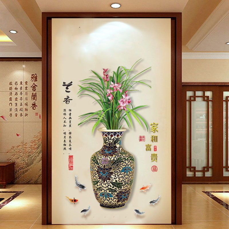 chinese style rich and safe vase stickers cozy living room room bedroom hallway sofa background decorative wall sticker