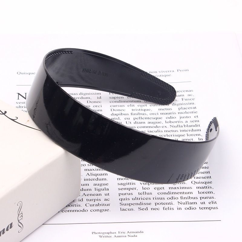 Black Toothed Non-Slip Glossy Headband Women's Outer Wear Can't Fall off Suitable for Big Face with Face Washing Diy Material Simple Bracelet