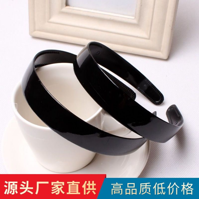 Black Toothed Non-Slip Glossy Headband Women's Outer Wear Can't Fall off Suitable for Big Face with Face Washing Diy Material Simple Bracelet