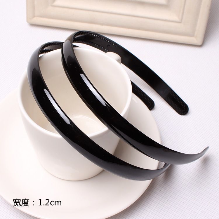 Black Toothed Non-Slip Glossy Headband Women's Outer Wear Can't Fall off Suitable for Big Face with Face Washing Diy Material Simple Bracelet