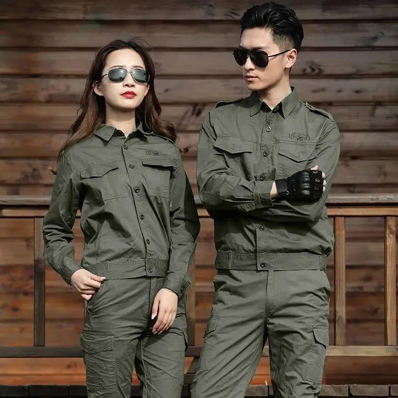 summer cotton thread thin work clothes suit army green men‘s and women‘s camouflage clothing welder wear-resistant labor protective clothing single piece suit