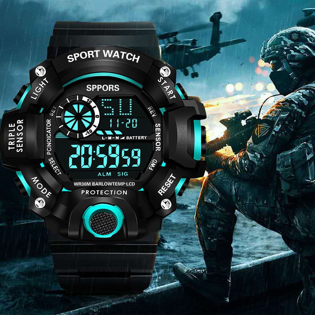 Watch Men's Electronic Watch Student Multi-Functional Sports High Junior High School Students Luminous Waterproof Youth Fashion Trendy Children