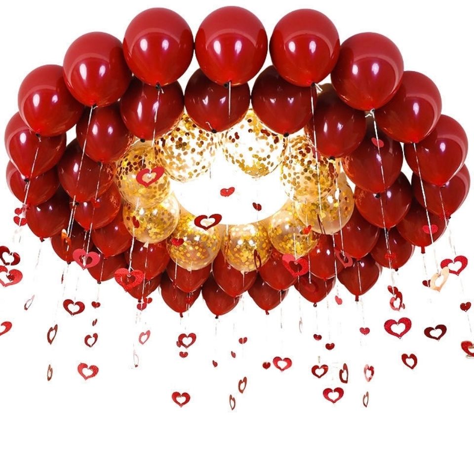 Thickened Balloon Wedding Ceremony Wedding Room Wedding Supplies Scene Layout Balloon Double-Layer Explosion-Proof Ruby Red Birthday Balloon