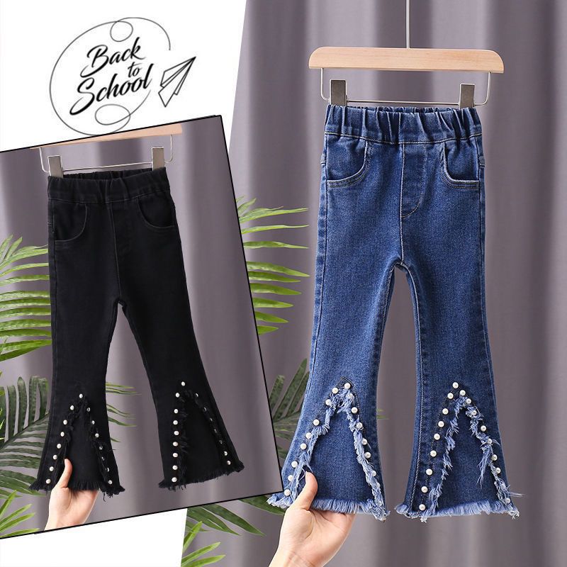 girls‘ flared jeans spring and autumn new western style fashionable denim trousers denim trousers 2024 trousers for older girls bell-bottom pants