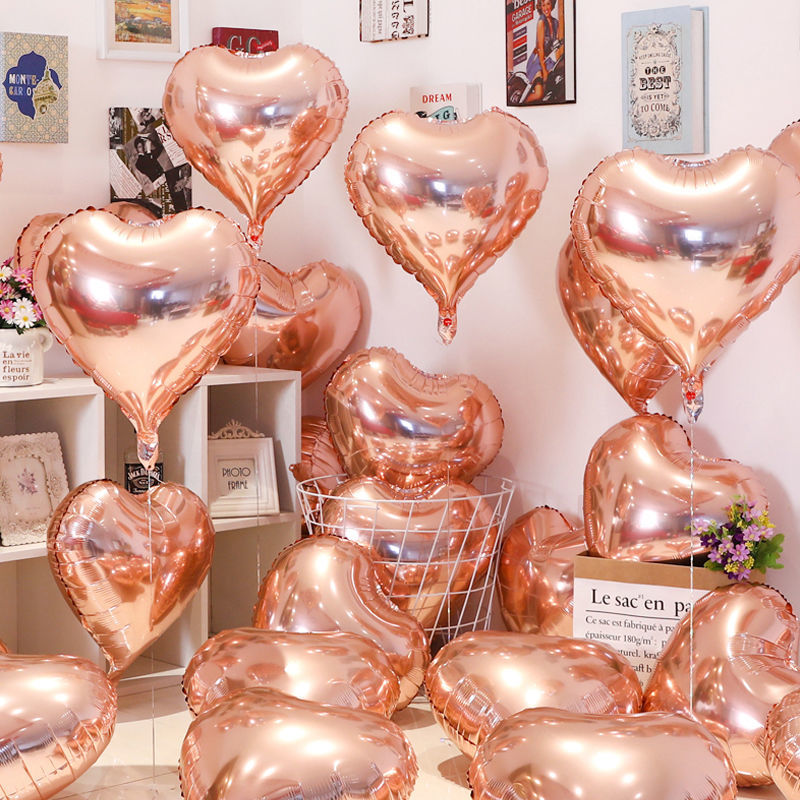 5-Inch 10-Inch 18-Inch Five-Pointed Star Peach Heart Aluminum Film Love Balloon Heart-Shaped Wedding Valentine's Day Wedding Room Birthday Decoration