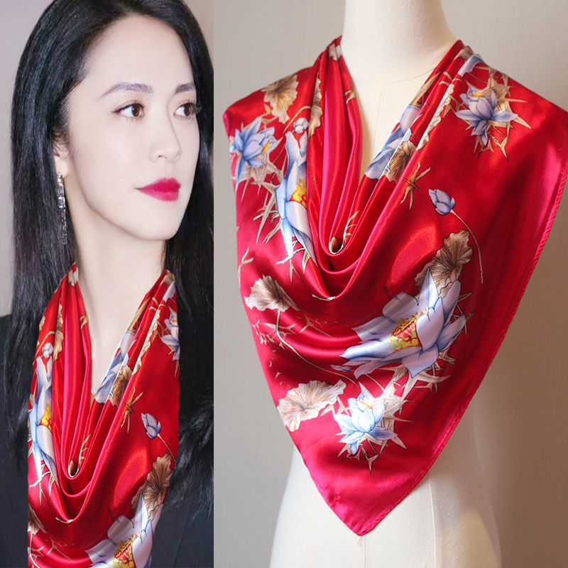 hangzhou satin scarf 90 square square scarf factory direct sales spring and autumn women‘s windproof scarf shawl scarf wedding gift