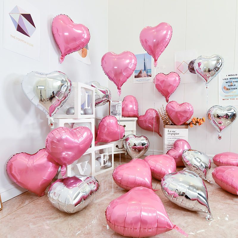 5-Inch 10-Inch 18-Inch Five-Pointed Star Peach Heart Aluminum Film Love Balloon Heart-Shaped Wedding Valentine's Day Wedding Room Birthday Decoration