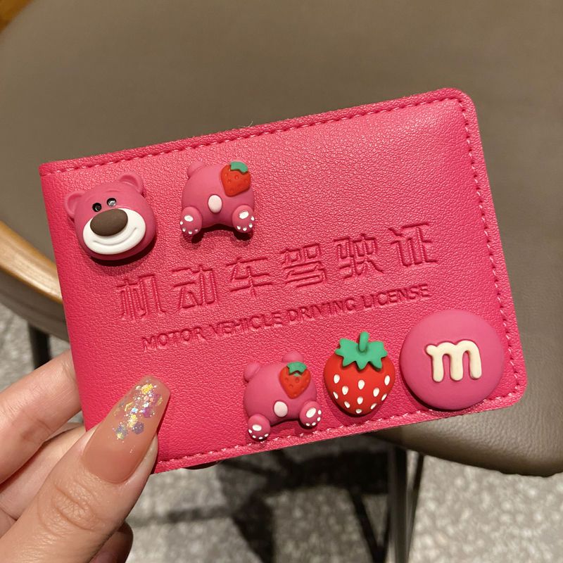 Car Driving License Leather Case Female Personality Creative Trending Driving License Protective Case Cute Motor Vehicle Driving License Two-in-One