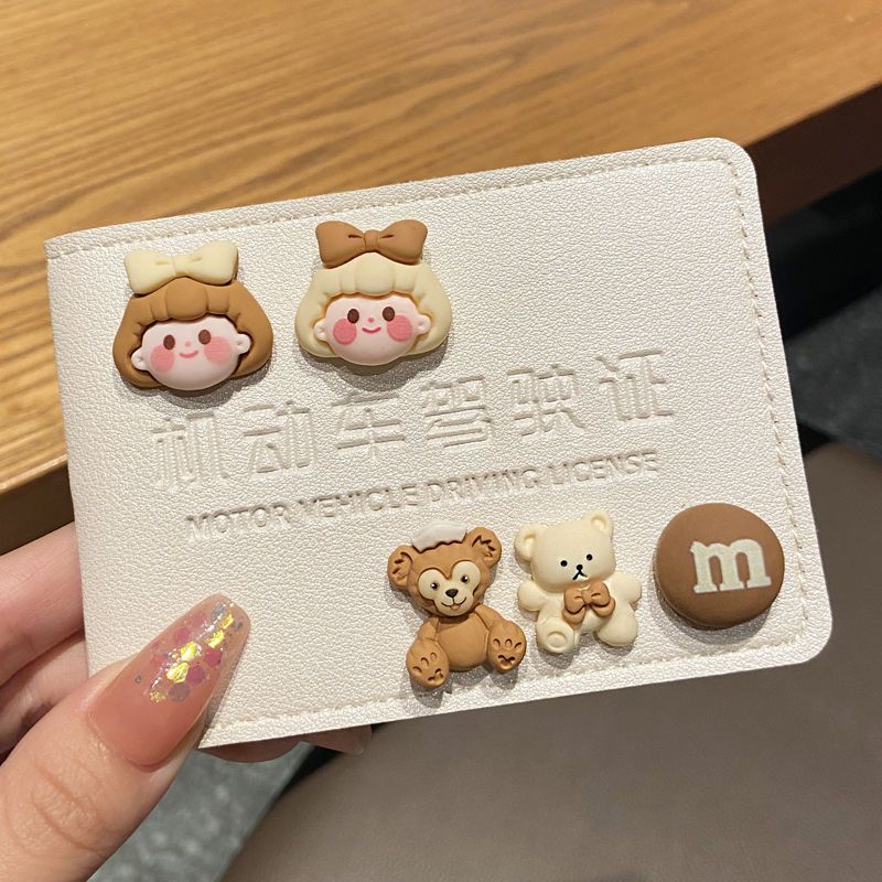 Car Driving License Leather Case Female Personality Creative Trending Driving License Protective Case Cute Motor Vehicle Driving License Two-in-One