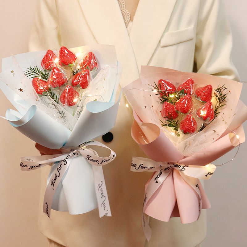 new year valentine‘s day gift strawberry bouquet diy material package full set bouquet for girlfriend birthday gift girlfriends