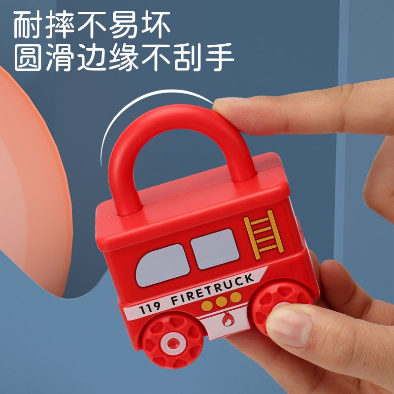 Children's Enlightening Early Education Unlocking Fire Team Key Unlocking Fire Police Car Glide Toy Boy Gift
