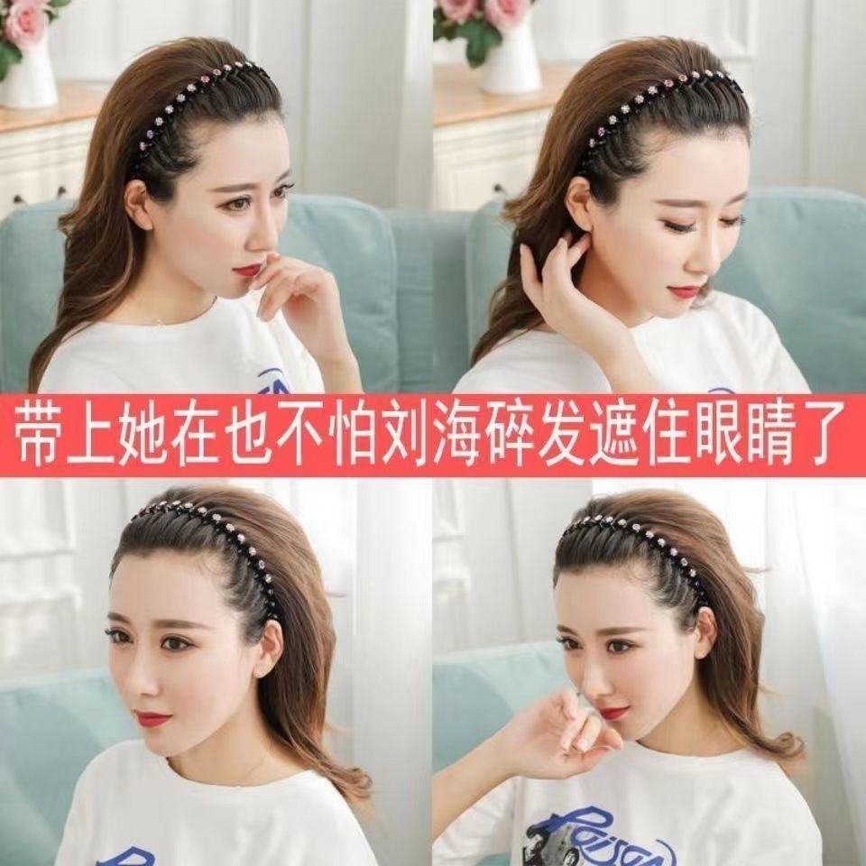 Korean Style Rhinestone Broken Hair Band Bangs Fixed Headband Face Wash Female Hair Accessories Summer Braided Hair Hairpin Updo Gadget