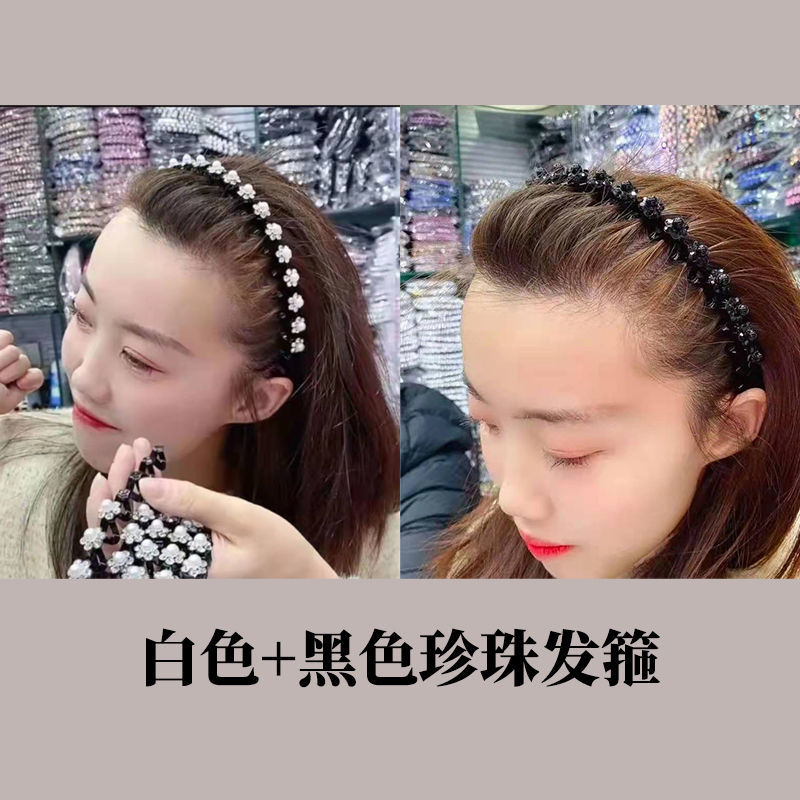 Korean Style Rhinestone Broken Hair Band Bangs Fixed Headband Face Wash Female Hair Accessories Summer Braided Hair Hairpin Updo Gadget