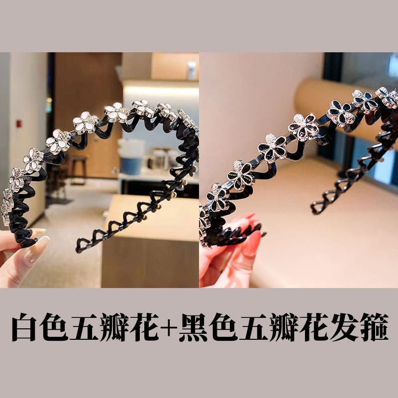 Korean Style Rhinestone Broken Hair Band Bangs Fixed Headband Face Wash Female Hair Accessories Summer Braided Hair Hairpin Updo Gadget