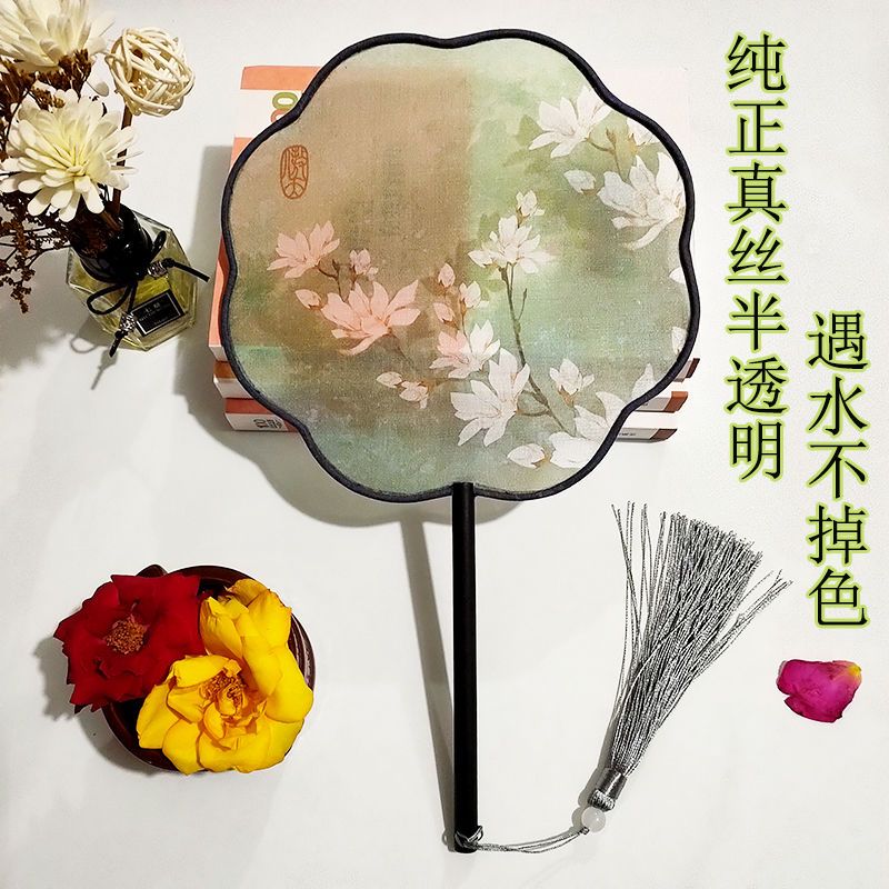 fan antique fan circular fan palace fan translucent silk fan chinese custom fan double-sided mandarin fan