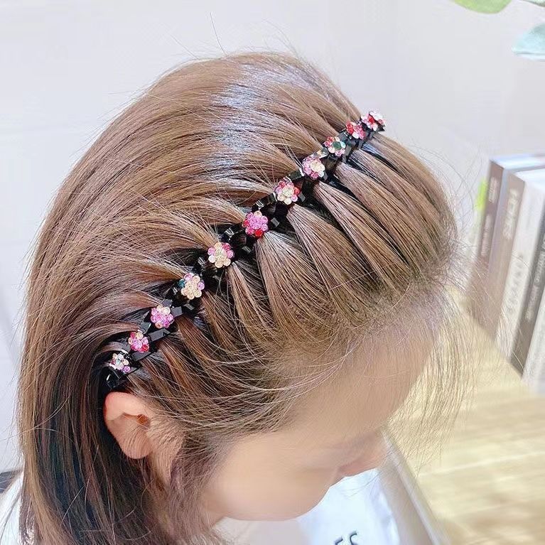 Korean Style Rhinestone Broken Hair Band Bangs Fixed Headband Face Wash Female Hair Accessories Summer Braided Hair Hairpin Updo Gadget