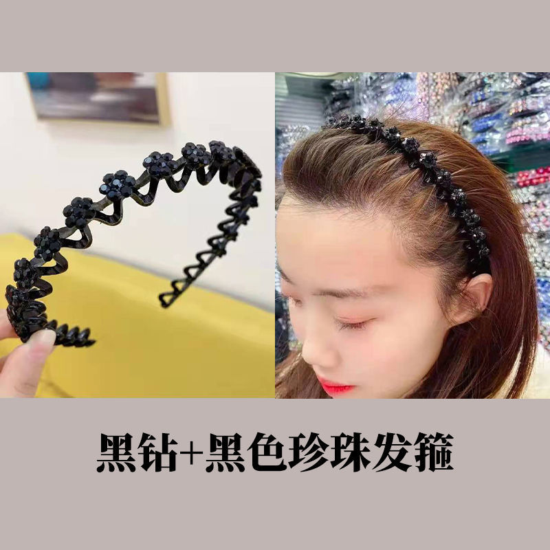 Korean Style Rhinestone Broken Hair Band Bangs Fixed Headband Face Wash Female Hair Accessories Summer Braided Hair Hairpin Updo Gadget