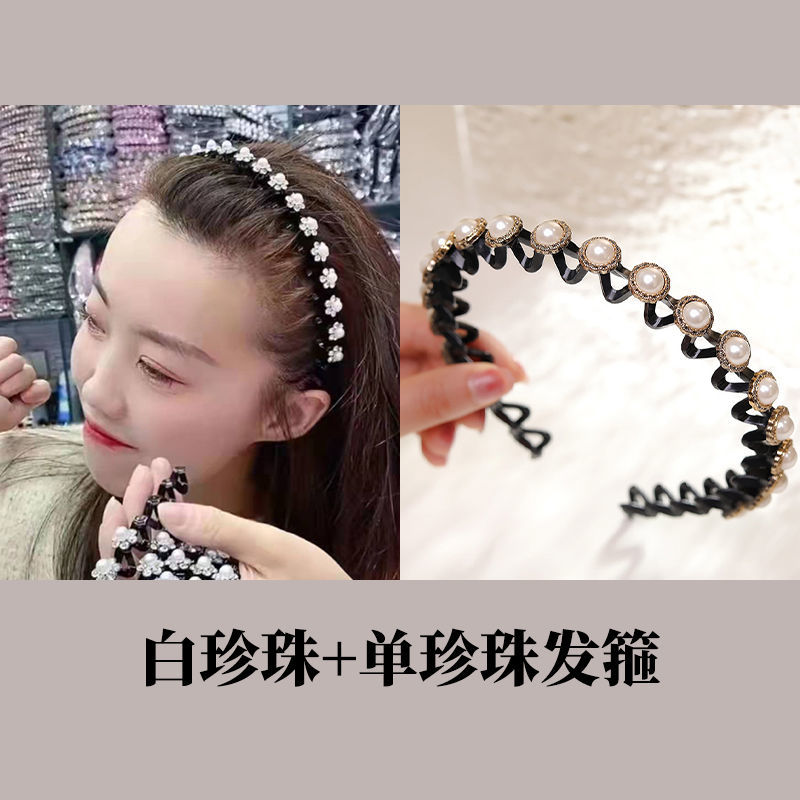 Korean Style Rhinestone Broken Hair Band Bangs Fixed Headband Face Wash Female Hair Accessories Summer Braided Hair Hairpin Updo Gadget