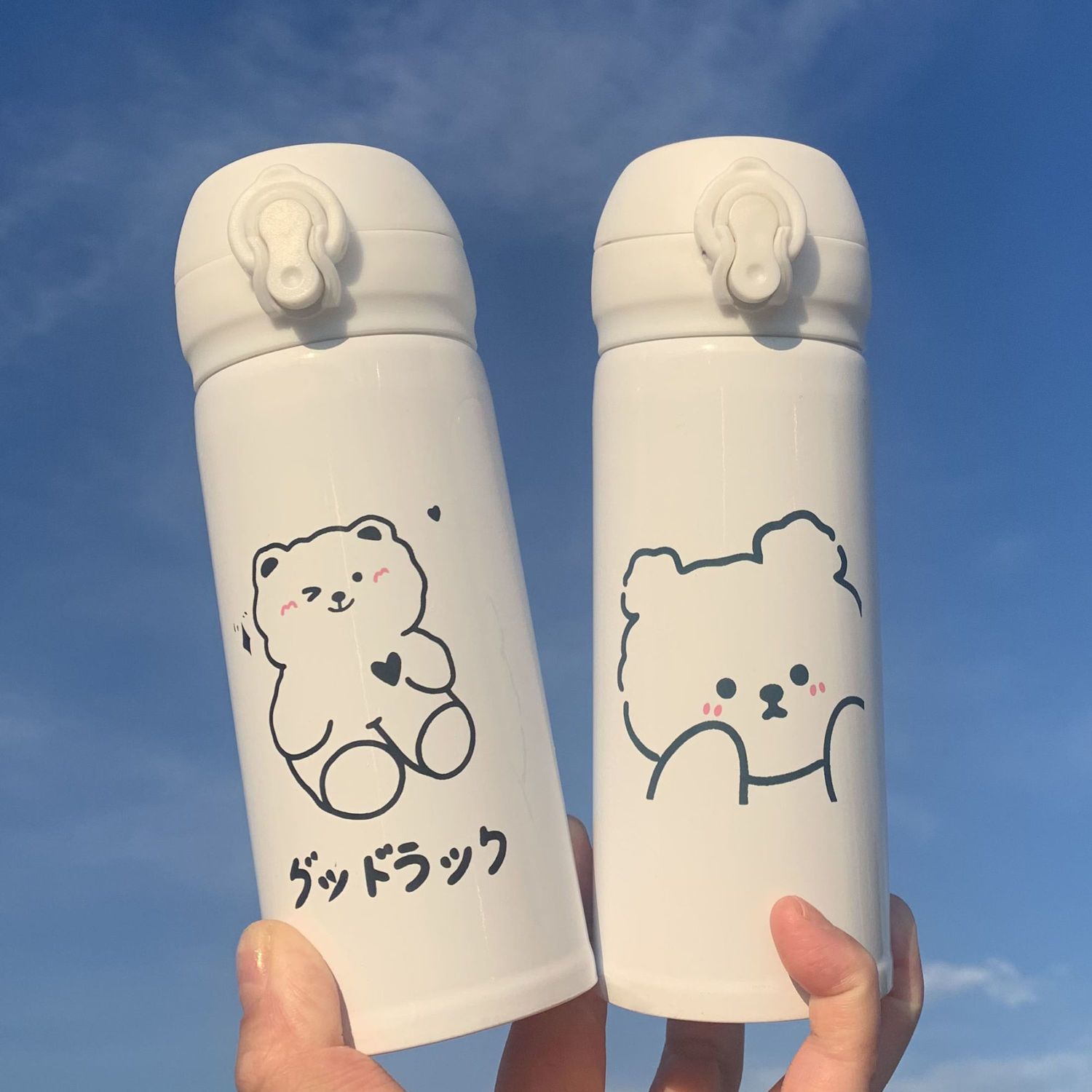 thermal insulation cup girls‘ high-looking cute bear simple student water cup large capacity children‘s cup portable water cup