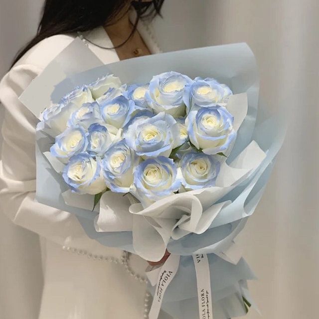 情人节礼物女送男女女友闺蜜同学ins密西根碎冰蓝玫瑰花生日礼物拼团