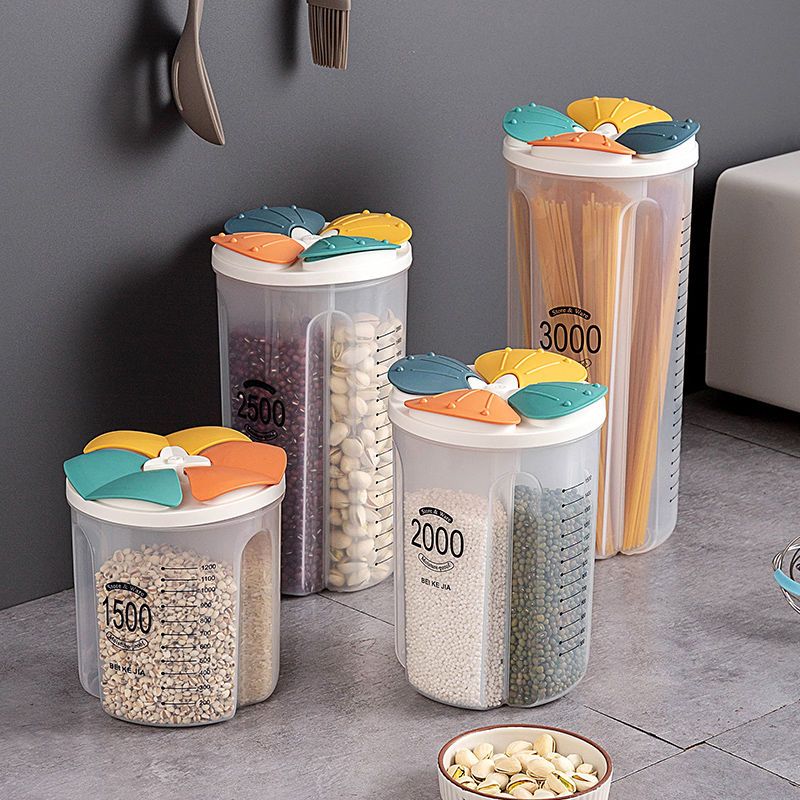 Storage Crisper Food Storage Box Kitchen Supplies Cereals Storage Tank Moisture-Proof Sealed Cans Compartment Lift the Lid