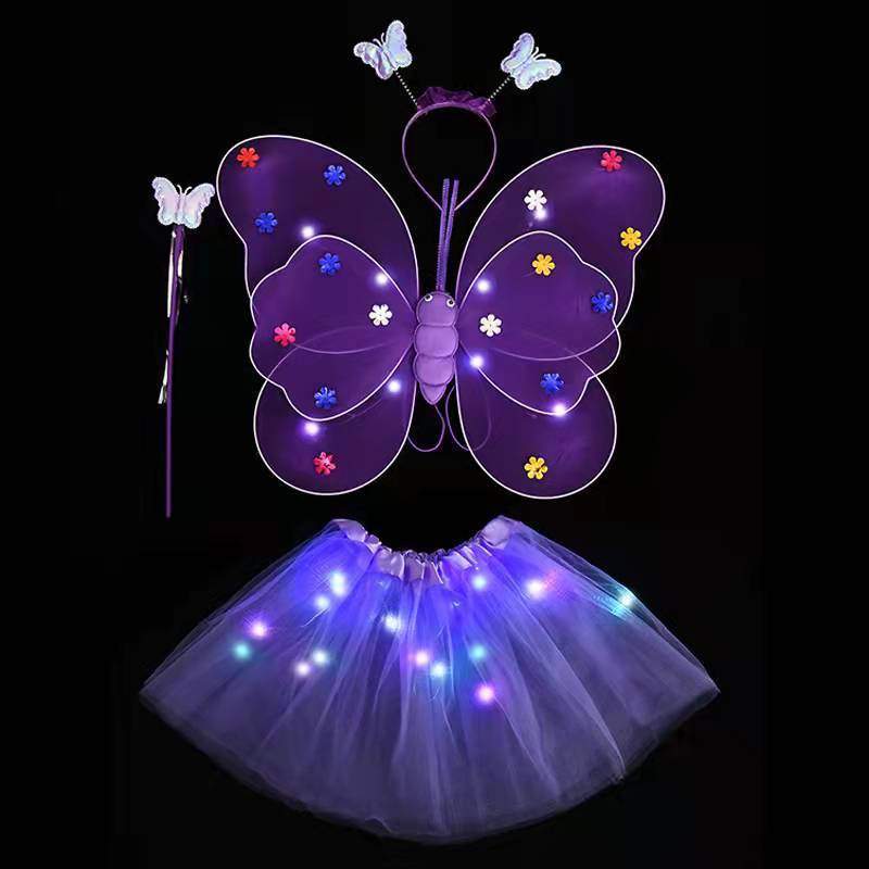 Little Girl Angel Four-Piece Butterfly Wings Set Birthday Magic Wand FARCENT Cute Children Ball Props