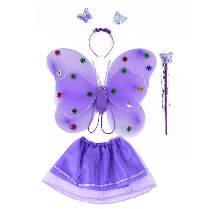 Little Girl Angel Four-Piece Butterfly Wings Set Birthday Magic Wand FARCENT Cute Children Ball Props